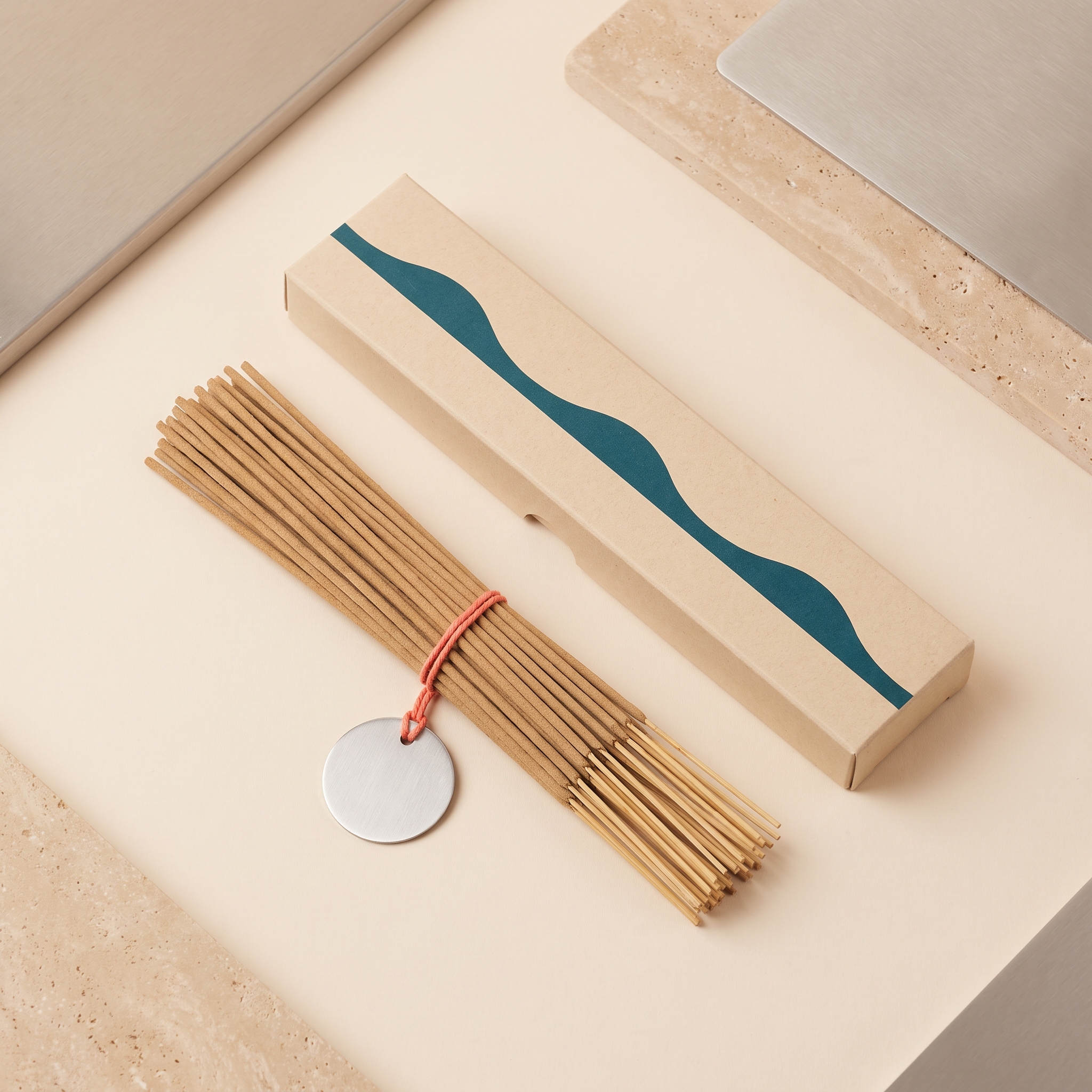 Nightfall Incense Sticks, Box of 30 incense sticks, sandalwood and dried orange, 10.5 inches long, in a sand board box